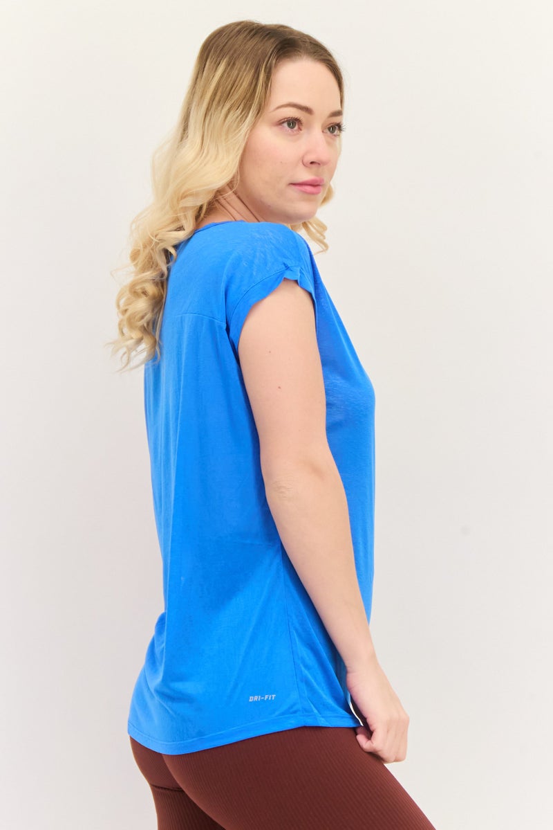 Nike Women Dri-FIt Short Sleeves Training Top, Blue - Image 4